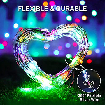 JMEXSUSS 2 Pack Solar String Lights 8 Modes 100 LED 33ft Solar Powered  Waterproof Fairy String Copper Wire Lights for Christmas, Bedroom, Patio