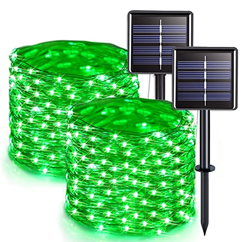 JMEXSUSS 2 Pack Solar String Lights 8 Modes 100 LED 33ft Solar